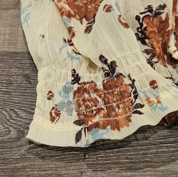 Decree Women Medium Boho Floral Peasant Cottagecore Sheer Long Sleeve Blouse - Picture 8 of 10